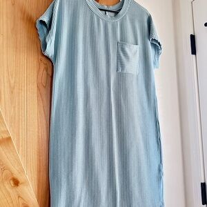 Medium light aqua ribbed tshirt dress